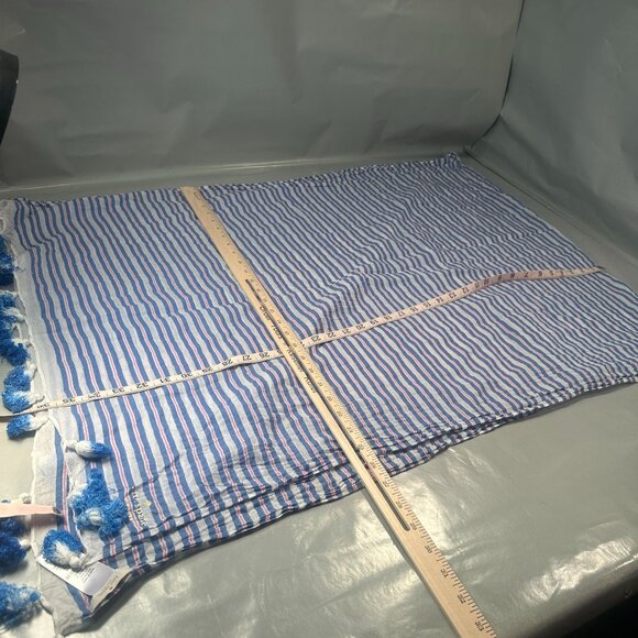 Kate Spade Candy Stripe Tassel Fringe Shawl Womens Wrap Scarf Cotton Sarong - Picture 11 of 16